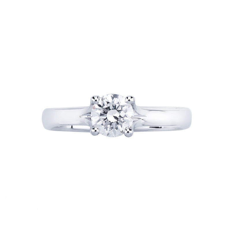 Solitaire ring in white gold 18k with central diamond