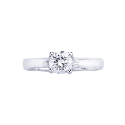 Solitaire ring in white gold 18k with central diamond