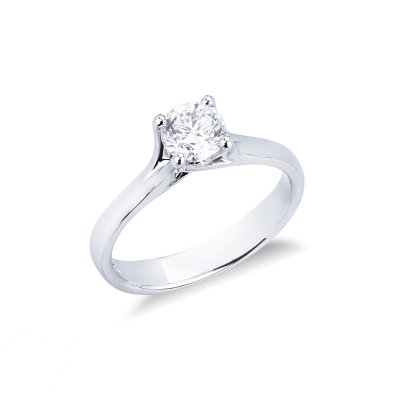 Solitaire ring in white gold 18k with central diamond