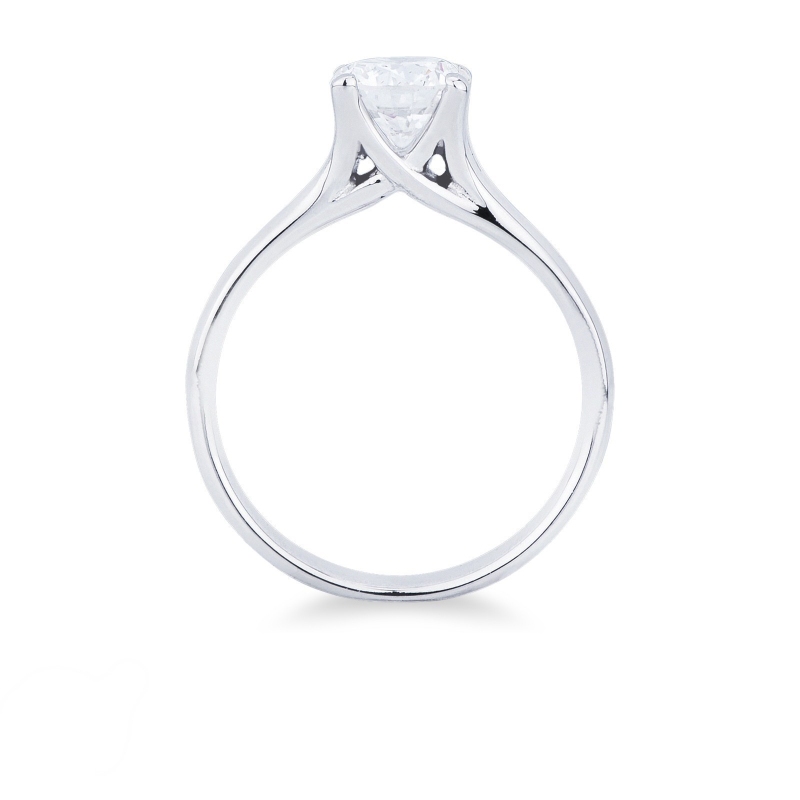 Anello solitario in oro bianco 18k con diamante da 0.90 ct