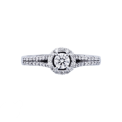 Solitaire ring white gold 18k with diamonds