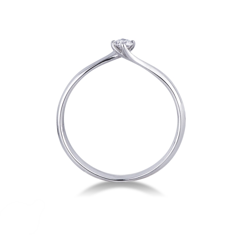 4 claw solitaire with a 0,10 ct diamond white gold 18k