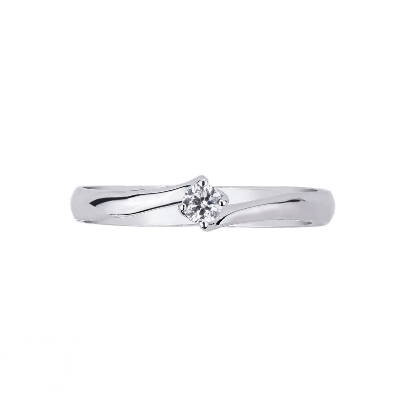 4 claw solitaire with a 0,10 ct diamond white gold 18k