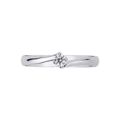 4 claw solitaire with a 0,10 ct diamond white gold 18k