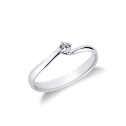 4 claw solitaire with a 0,10 ct diamond white gold 18k