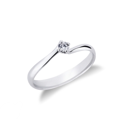 4 claw solitaire with a 0,10 ct diamond white gold 18k