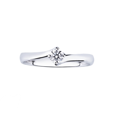 4 claw Solitaire diamond ring 0,15 ct Valentino Model white gold 18k