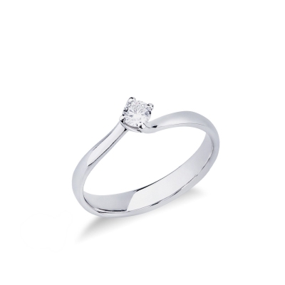 4 claw Solitaire diamond ring 0,15 ct Valentino Model white gold 18k