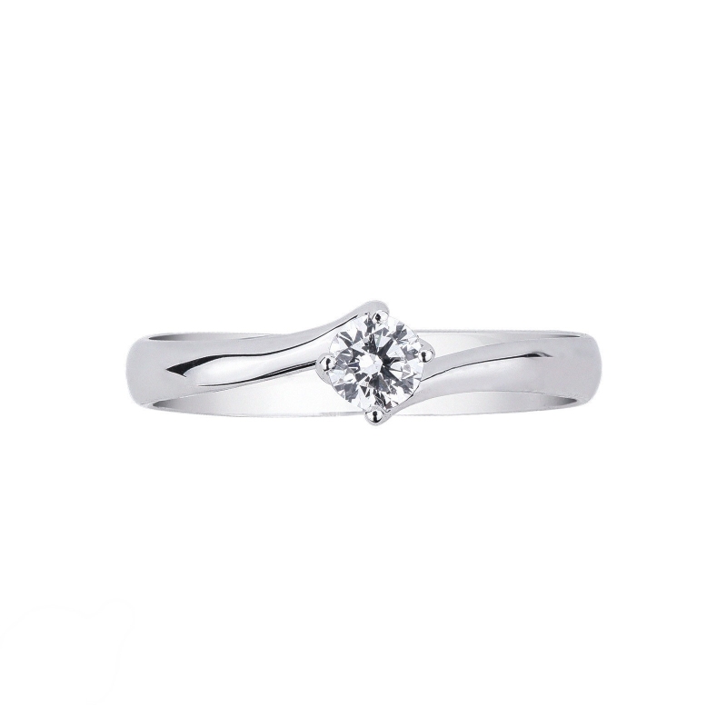 4 claw solitaire diamond ring 0,20 ct white gold 18k