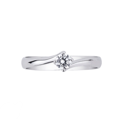 4 claw solitaire diamond ring 0,20 ct white gold 18k