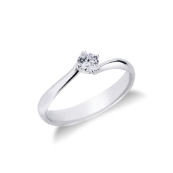 4 claw solitaire diamond ring 0,20 ct white gold 18k