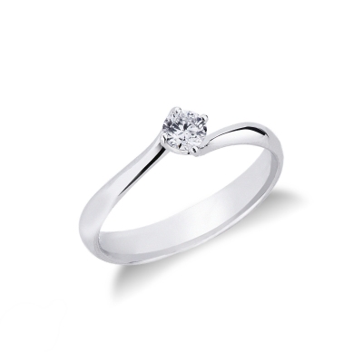 4 claw solitaire diamond ring 0,20 ct white gold 18k