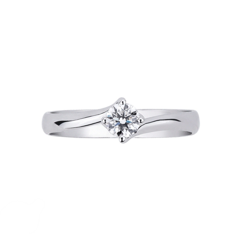 4 claw Solitaire 0,30 diamond ring white gold 18k