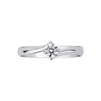 4 claw Solitaire 0,30 diamond ring white gold 18k