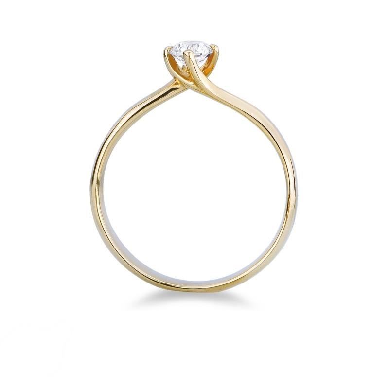 4 claw solitaire diamond 0,30 ct ring in yellow gold 18k