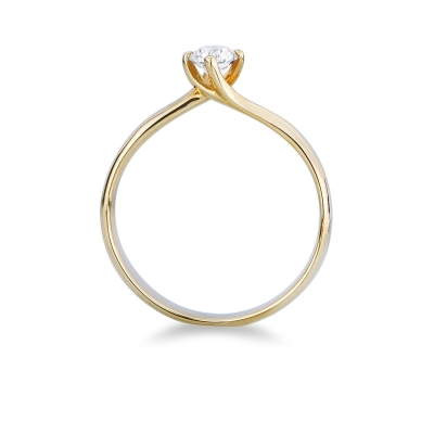 4 claw solitaire diamond 0,30 ct ring in yellow gold 18k