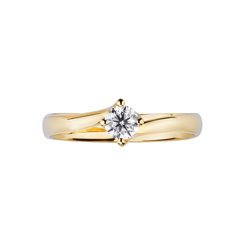 4 claw solitaire diamond 0,30 ct ring in yellow gold 18k
