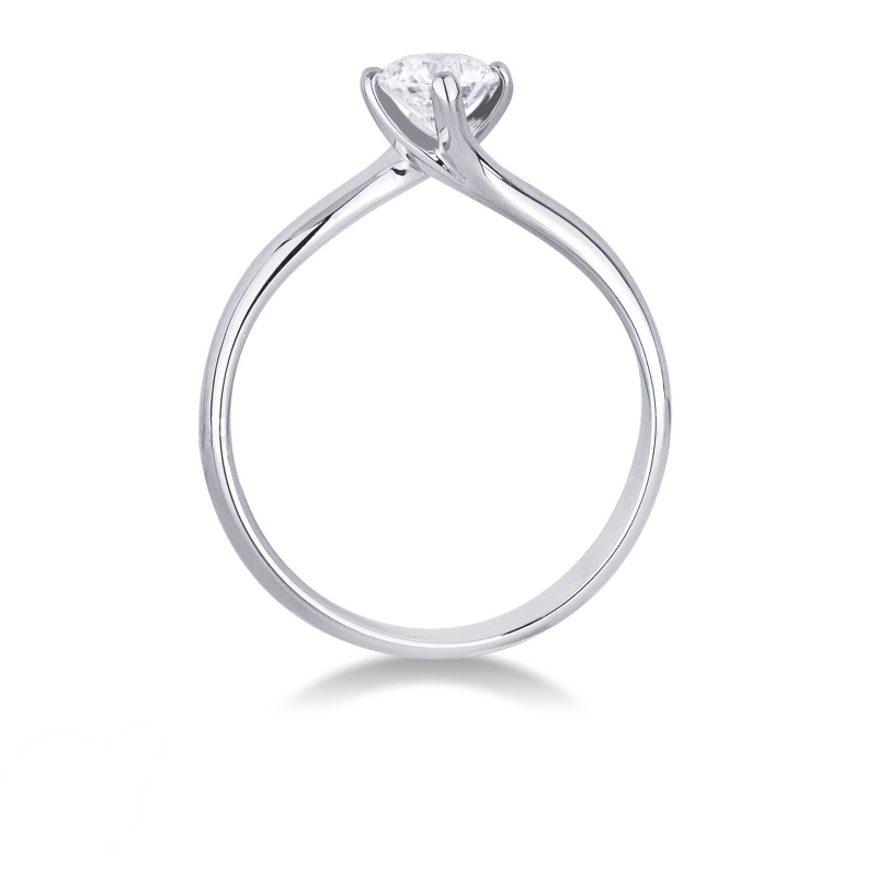 Anello solitario comfort con diamante 0.50ct in oro bianco 18k