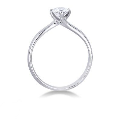 Anello solitario comfort con diamante 0.50ct in oro bianco 18k