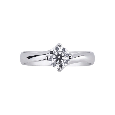4 claw solitaire diamond ring white gold 18k 0,70 ct
