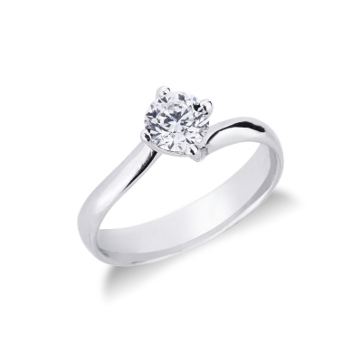 4 claw solitaire diamond ring white gold 18k 0,70 ct
