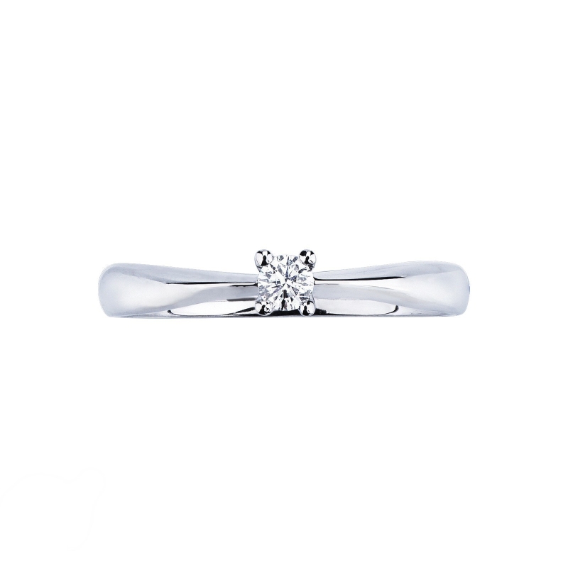 Solitaire diamond ring 0,10 ct white gold 18k