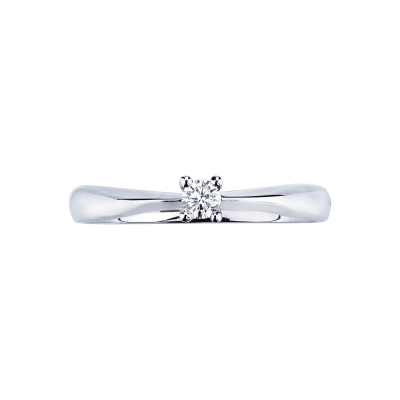 Solitaire diamond ring 0,10 ct white gold 18k