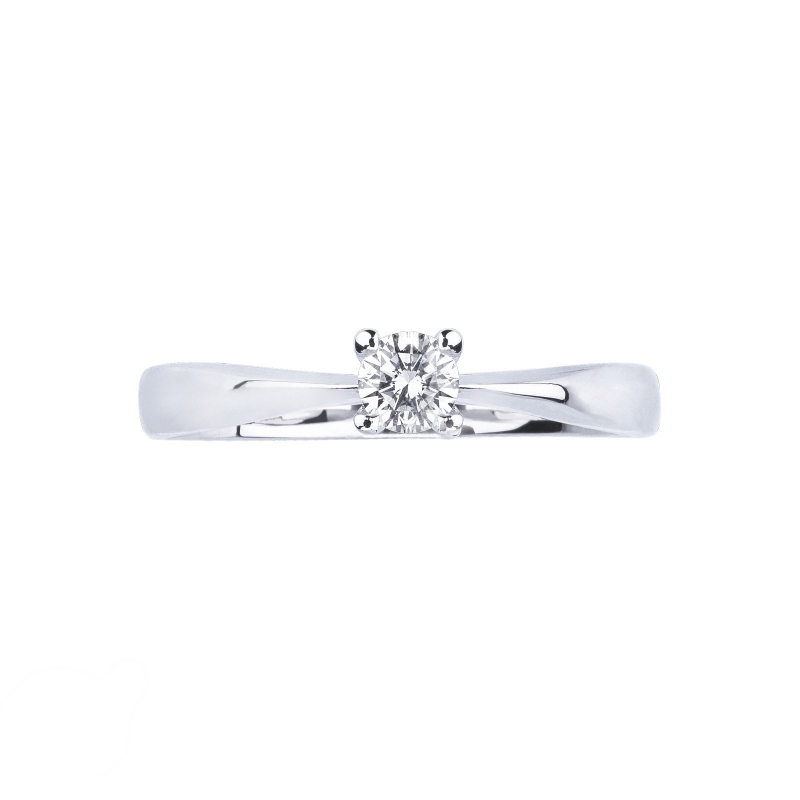 White gold 18k 4 claw solitaire diamond ring 0,20 ct