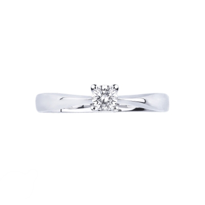 White gold 18k 4 claw solitaire diamond ring 0,20 ct