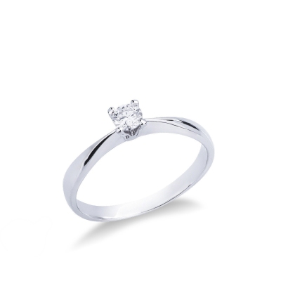 White gold 18k 4 claw solitaire diamond ring 0,20 ct