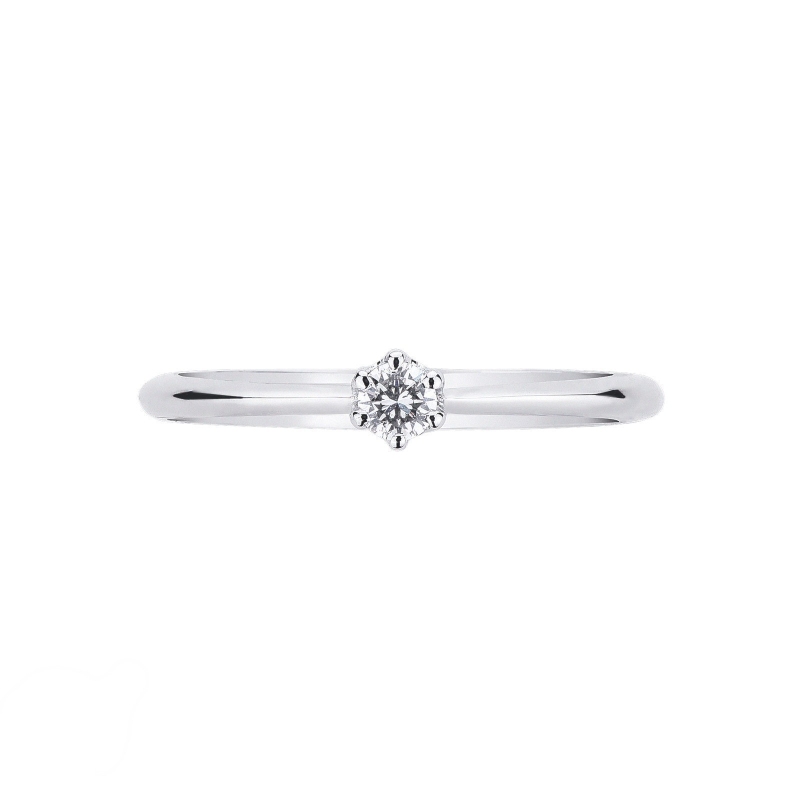 Anello Solitario Regina 0,10 ct Oro Bianco 