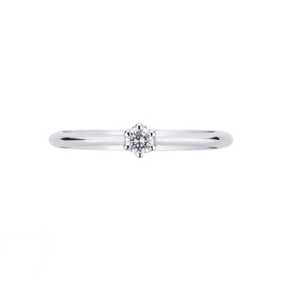 Anello Solitario Regina 0,10 ct Oro Bianco 