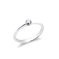 Anello Solitario Regina 0,10 ct Oro Bianco 