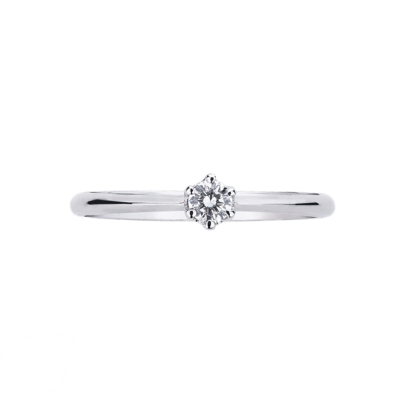 Anello Solitario Regina Oro Bianco 0,15 ct 