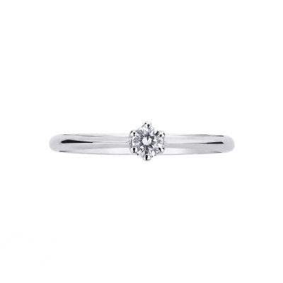 Anello Solitario Regina Oro Bianco 0,15 ct 