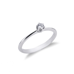Anello Solitario Regina Oro Bianco 0,15 ct 