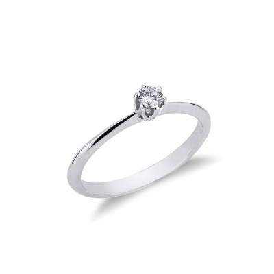 Anello Solitario Regina Oro Bianco 0,15 ct 