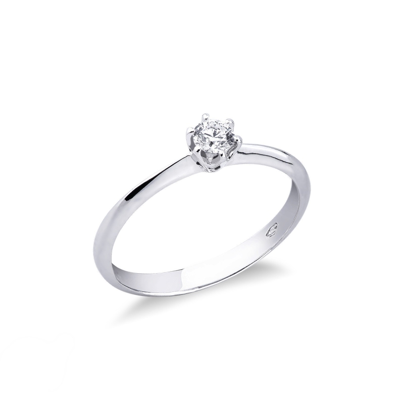 Solitario Regina 0,20 ct in Oro Bianco 18k
