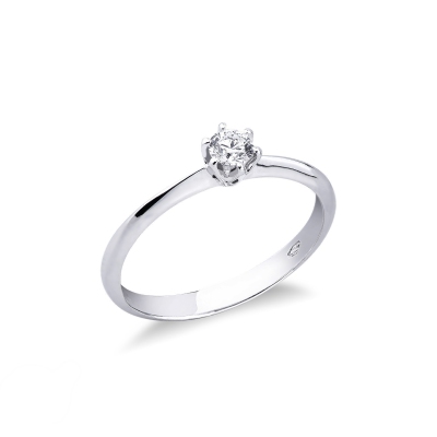 Solitario Regina 0,20 ct in Oro Bianco 18k