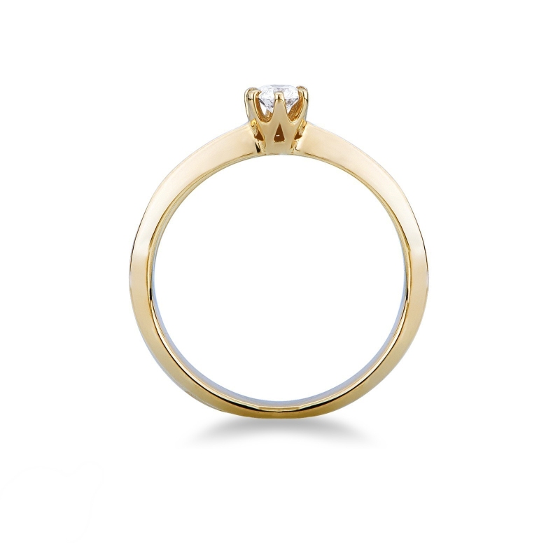 Yellow gold 18k 6 claw solitaire diamond 0,20 ct ring