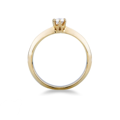 Yellow gold 18k 6 claw solitaire diamond 0,20 ct ring
