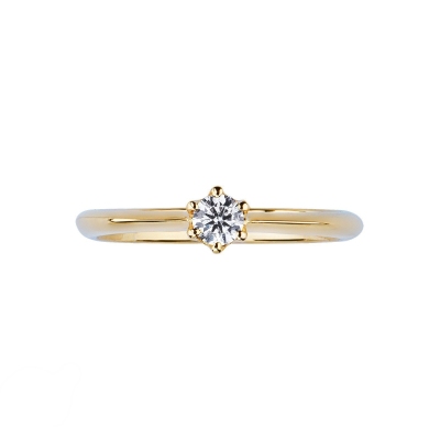 Yellow gold 18k 6 claw solitaire diamond 0,20 ct ring