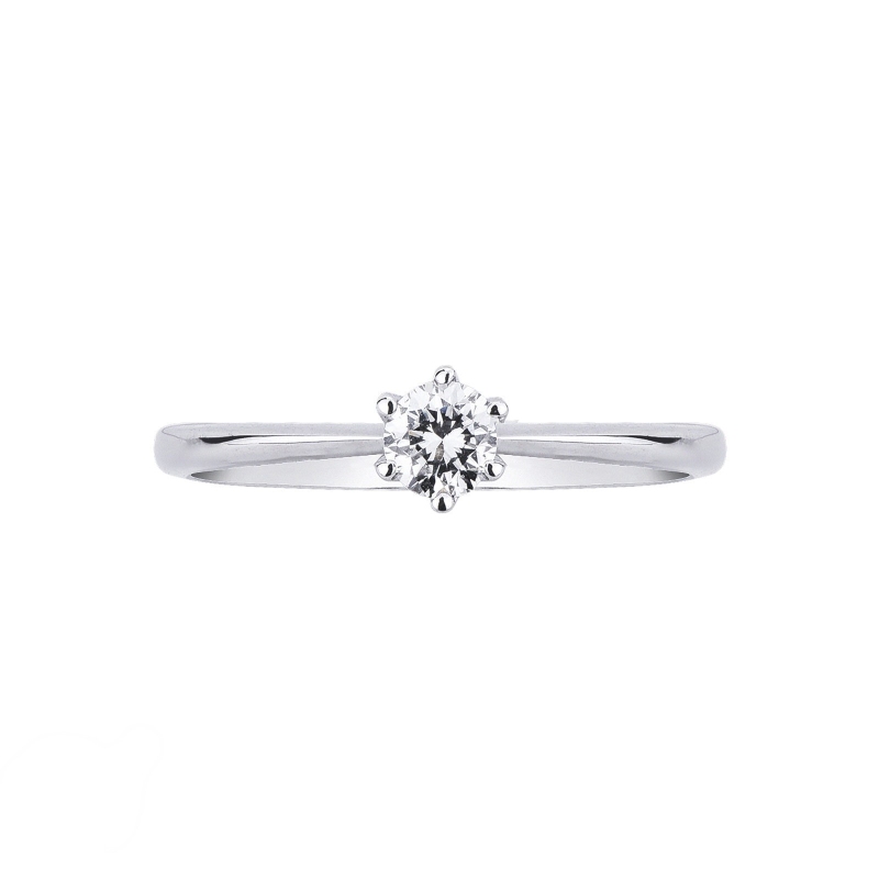 Anello Solitario Regina 0,25 ct in Oro Bianco 18k