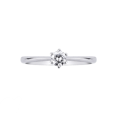 Anello Solitario Regina 0,25 ct in Oro Bianco 18k