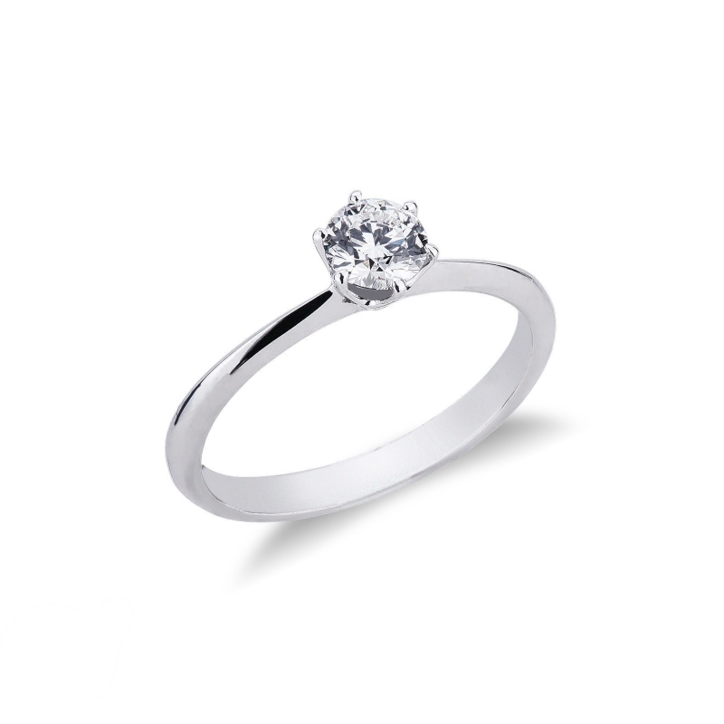 Anello fidanzamento Regina 0,50 ct Oro Bianco