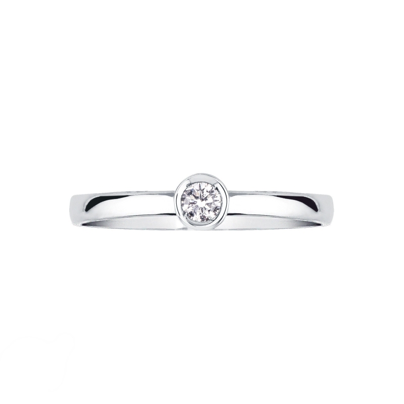 Anello Solitario Sguardo 0,10 ct Oro Bianco 