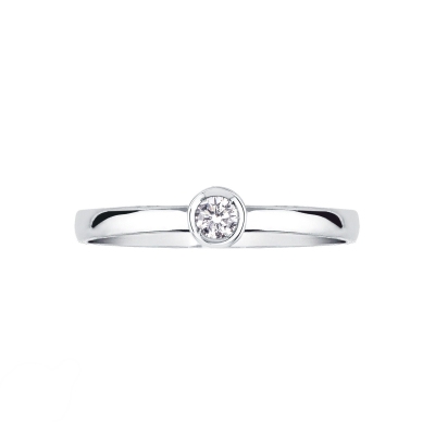 Anello Solitario Sguardo 0,10 ct Oro Bianco 