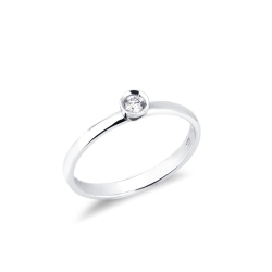 Anello Solitario Sguardo 0,10 ct Oro Bianco 