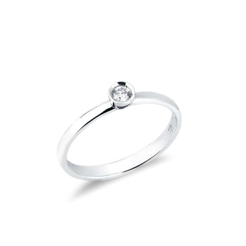 Anello Solitario Sguardo 0,10 ct Oro Bianco 