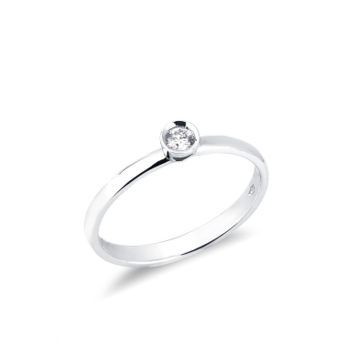 Anello Solitario Sguardo 0,10 ct Oro Bianco 